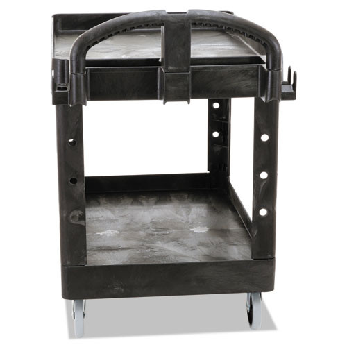 Rubbermaid Commercial Heavy-Duty Utility Cart  Two-Shelf  25 9w x 45 2d x 32 2h  Black (RCP 4520-88 BLA)