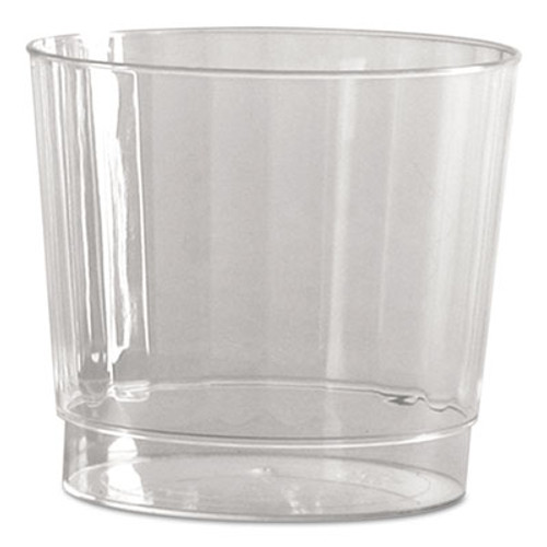 WNA Classic Crystal Plastic Tumblers  9 oz   Clear  Fluted  Rocks Squat  12 Pack (WNA CCR9240)