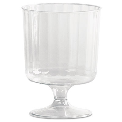 WNA Classic Crystal Plastic Wine Glasses on Pedestals  5 oz   Clear  Fluted  10 Pack (WNA CCW5240)