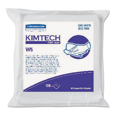 Kimtech W5 Critical Task Wipers  Flat Double Bag  Spunlace  9x9  White  100 Pk  5 Carton (KCC 06179)