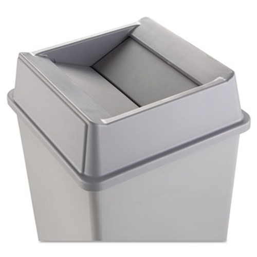 Rubbermaid Commercial Untouchable Square Swing Top Lid  Plastic  20 13w x 20 13d x 6 25h  Gray (RCP 2664 GRA)