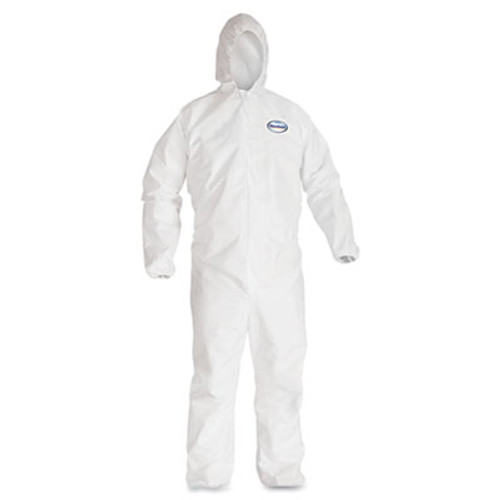 KleenGuard A40 Elastic-Cuff and Ankles Hooded Coveralls  White  X-Large  25 Case (KCC 44324)