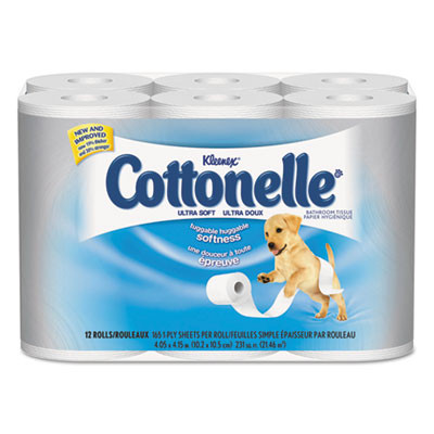 Cottonelle Clean Care Bathroom Tissue  Septic Safe  1-Ply  White  170 Sheets Roll  48 Rolls Carton (KCC 12456)