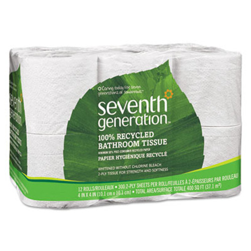 Seventh Generation 100  Recycled Bathroom Tissue  Septic Safe  2-Ply  White  240 Sheets Roll  12 Pack (SEV13733PK)