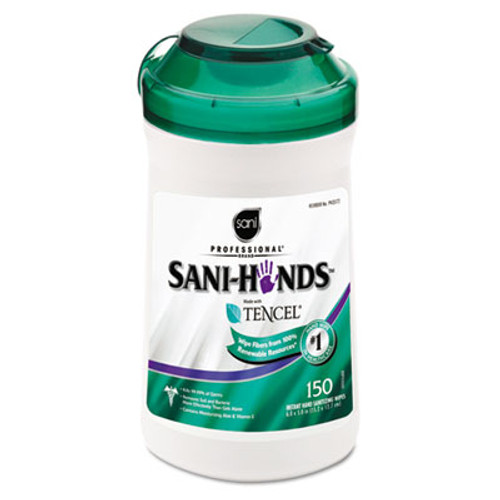 Sani Professional Hands Instant Sanitizing Wipes  6 x 5  White  150 Canister (NICP43572EA)