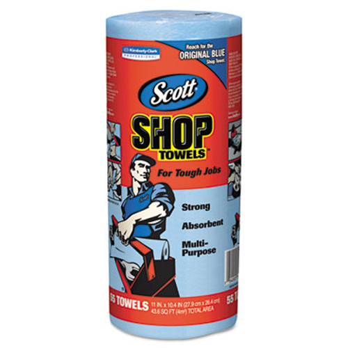 Scott Shop Towels  Standard Roll  10 4 x 11  Blue  55 Roll  12 Rolls Carton (KCC 75147)