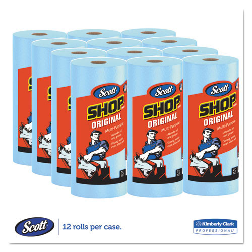 Scott Shop Towels  Standard Roll  10 4 x 11  Blue  55 Roll  12 Rolls Carton (KCC 75147)