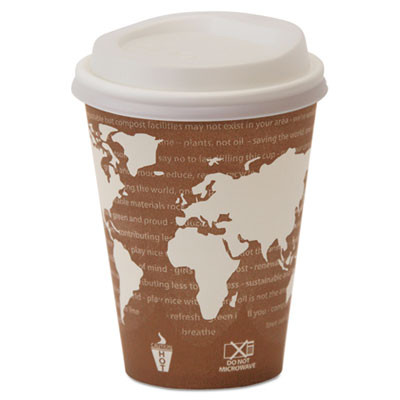 Eco-Products EcoLid 25  Recy Content Hot Cup Lid  White  Fits 8oz Hot Cups  100 PK  10 PK CT (ECP EP-HL8-WR)