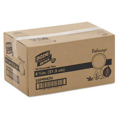 Dixie Ultra Pathways Soak Proof Shield Heavyweight Paper Plates  WiseSize  8 1 2   500 Ctn (DIX SXP9PATH)