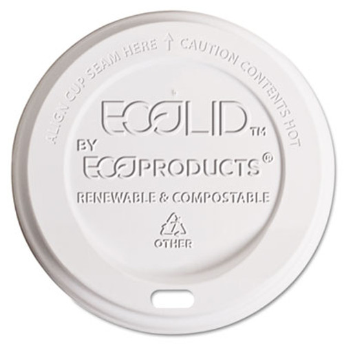Eco-Products EcoLid Renewable Compostable Hot Cup Lid  PLA  Fits 10-20 oz Hot Cups  50 Pack  16 Packs Carton (ECP EP-ECOLID-W)