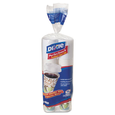 Dixie Paper Hot Cups   Lids Combo Bag  12 oz  50 Pack  6 Packs per Carton (DIX 5342COMBO600)