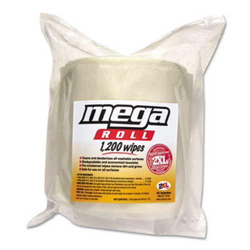 2XL Gym Wipes Mega Roll Refill  8 x 8  White  1200 Roll  2 Rolls Carton (TXL L420)