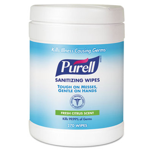 PURELL Sanitizing Hand Wipes  6 x 6 3 4  White  270 Canister  6 Canisters Carton (GOJ 9113-06) PURELL Sanitizing Hand Wipes  6 x 6 3 4  White  270 Canister  6 Canisters Carton (GOJ 9113-06)