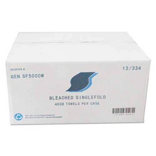 GEN Single-Fold Paper Towels  9 x 9 45  White  334 Pack  12 Packs Carton (GEN SF5000W)