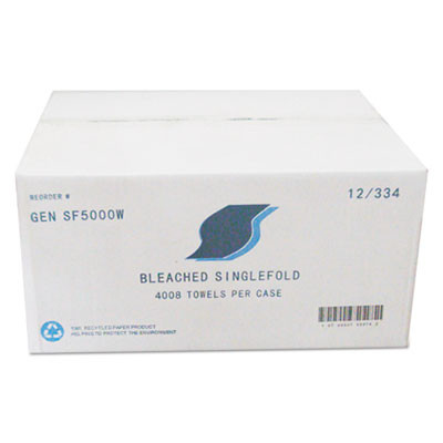 GEN Single-Fold Paper Towels  9 x 9 45  White  334 Pack  12 Packs Carton (GEN SF5000W)