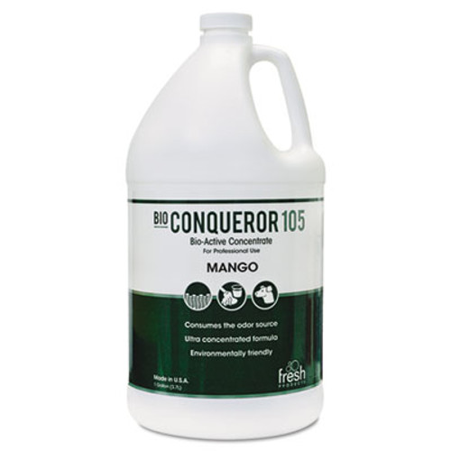 Fresh Products Bio Conqueror 105 Enzymatic Odor Counteractant Concentrate  Mango  1 gal  4 Carton (FRS 1-BWB-MG)
