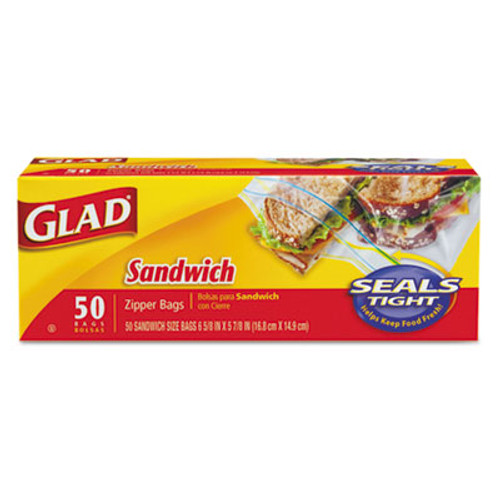 Glad Sandwich Zipper Bags  6 63  x 8   Clear  600 Carton (CLO 57263)