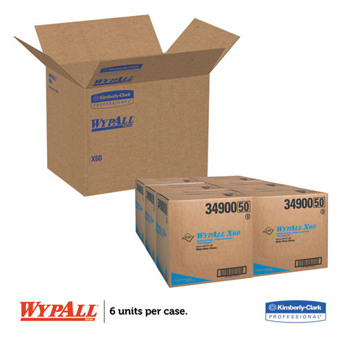 WypAll X60 Cloths  Flat Sheet  12 1 2 x 16 4 5  White  150 BX  6 CT (KCC 34900)