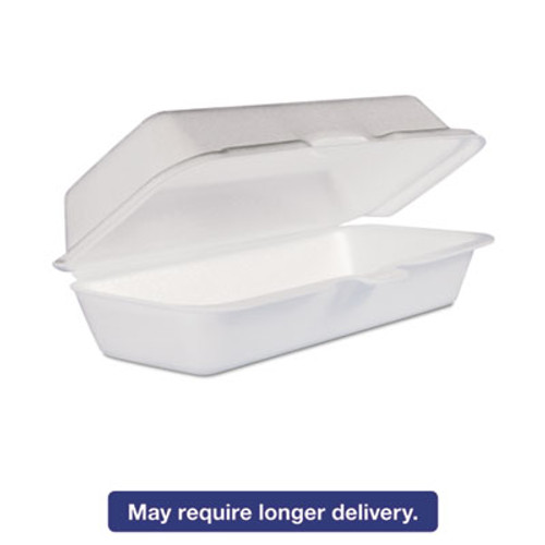 Dart Foam Hot Dog Container Hinged Lid  7-1 1 x3-4 5x2-3 10  White 125 Bag  4 Bags Ct (DCC 72HT1)