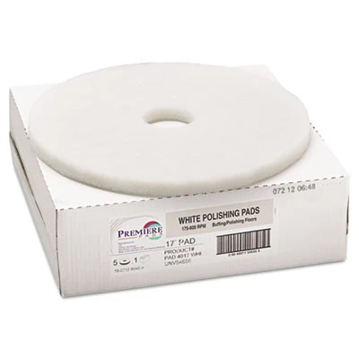 Boardwalk Polishing Floor Pads  17  Diameter  White  5 Carton (PAD 4017 WHI)