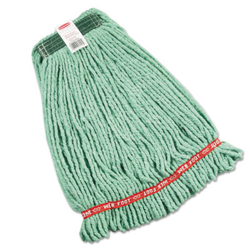 Rubbermaid Commercial Web Foot Wet Mop Heads  Shrinkless  Cotton Synthetic  Green  Medium (RCP A212 GRE)