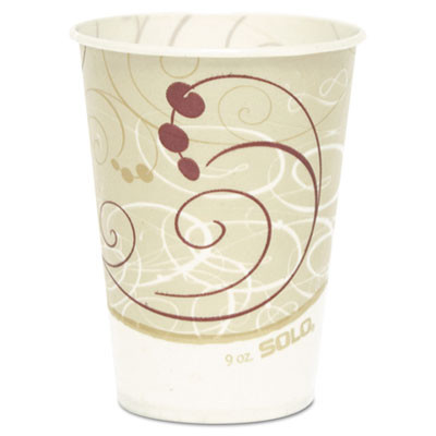 Dart Waxed Paper Cold Cups  9 oz   Symphony Design  100 Bag (SCC R9NSYM)