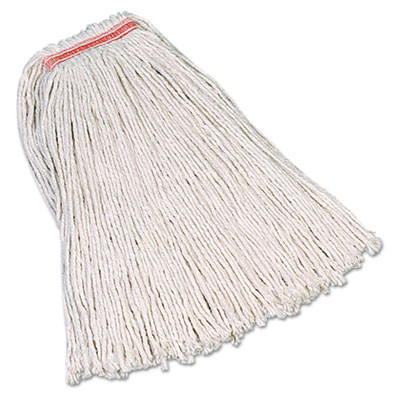 Rubbermaid Commercial Premium Cut-End Cotton Mop  White  20 oz  1-in  Orange Headband (RCP F117-12)