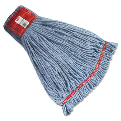 Rubbermaid Commercial Web Foot Wet Mop Heads  Shrinkless  Cotton Synthetic  Blue  Large (RCP A253 BLU)