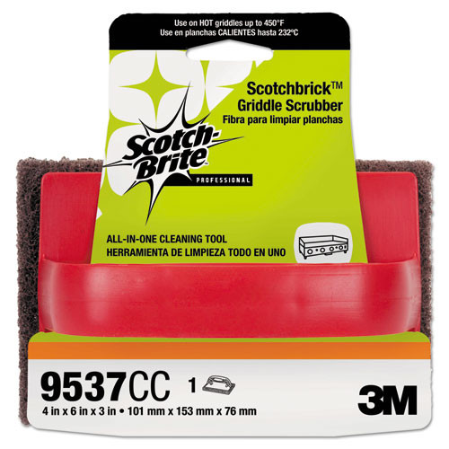 Scotch-Brite PROFESSIONAL Scotchbrick Griddle Scrubber  4 x 6 x 3  Red Brown  4 per Pack (MCO 59203)