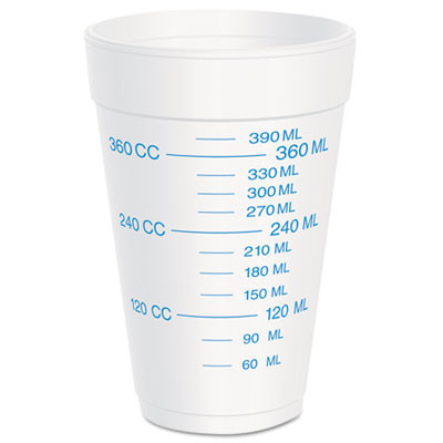 Dart Graduated Foam Cup  16 Ounces  25 per Pack  40 Packs Carton (DCC 16J16GRAD)