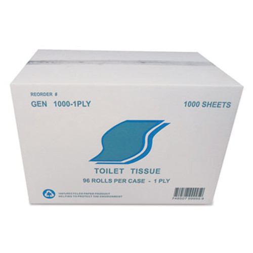 GEN Small Roll Bath Tissue  Septic Safe  1-Ply  White  1000 Sheets Roll  96 Rolls Carton (GEN 1000-1PLY)
