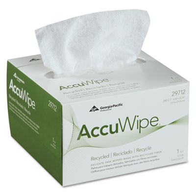 Georgia Pacific Professional AccuWipe Recycled One-Ply Delicate Task Wipers  4 1 2 x 8 1 4  White  280 Box (GPC 297-12)