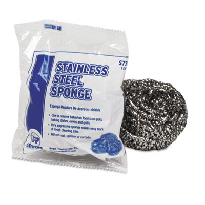 AmerCareRoyal Regular Stainless Steel Sponge  Polybagged  1 50 oz  12 PK  144 CT (RPP S730)