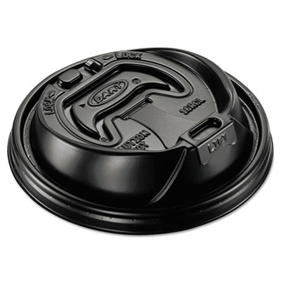 Dart Optima Reclosable Lid  Fits 12-24 oz Foam Cups  Black  1000 Carton (DCC 16RCLBLK)