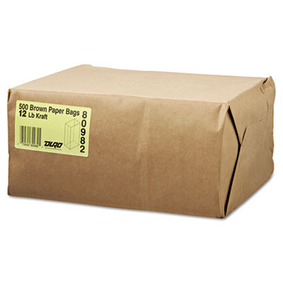 General Grocery Paper Bags  12 lbs Capacity   12  7 06 w x 4 5 d x 12 75 h  Kraft  1 000 Bags (BAG GK12)