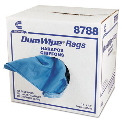 Chix DuraWipe General Purpose Towels  12 x 12  Blue  250 Carton (CHI 8788)