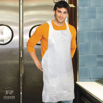 AmerCareRoyal Poly Apron  White  28 in  x 46 in   100 Pack  One Size Fits All  10 Pack Carton (RPP DA2846)