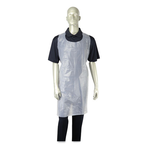 AmerCareRoyal Poly Apron  White  28 in  x 46 in   100 Pack  One Size Fits All  10 Pack Carton (RPP DA2846)