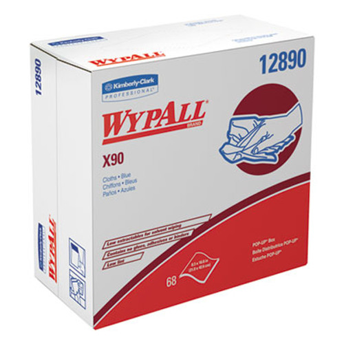 WypAll X90 Cloths  POP-UP Box  8 3 10 x 16 4 5  Denim Blue  68 Box  5 Boxes Carton (KCC 12890)