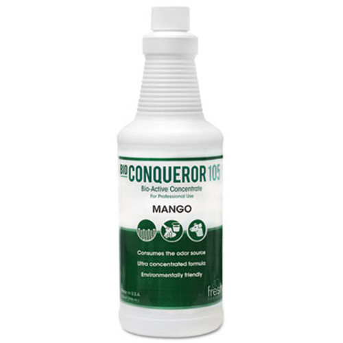 Fresh Products Bio Conqueror 105 Enzymatic Odor Counteractant Concentrate  Mango  32 oz  12 Carton (FRS 12-32BWB-MG)
