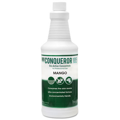 Fresh Products Bio Conqueror 105 Enzymatic Odor Counteractant Concentrate  Mango  32 oz  12 Carton (FRS 12-32BWB-MG)