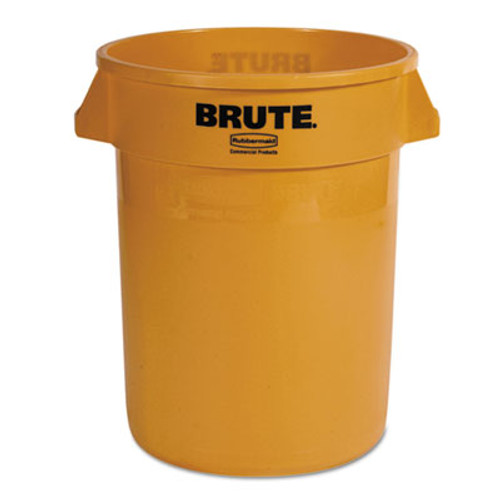 Rubbermaid Commercial Round Brute Container  Plastic  32 gal  Yellow (RCP 2632 YEL)