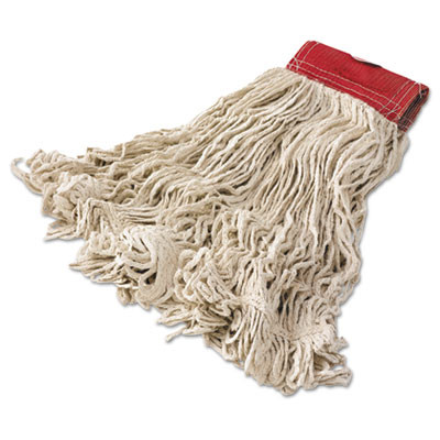 Rubbermaid Commercial Super Stitch Cotton Looped End Wet Mop Head  Large  5  Red Headband (RCP D153)