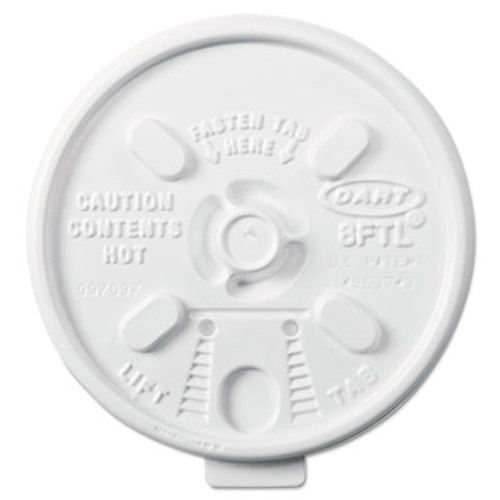Dart Lift n' Lock Plastic Hot Cup Lids  6-10oz Cups  White  1000 Carton (DCC 8FTL)