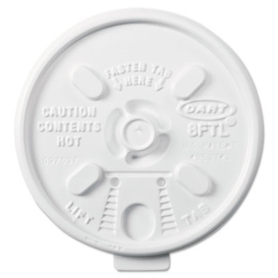 Dart Lift n' Lock Plastic Hot Cup Lids  6-10oz Cups  White  1000 Carton (DCC 8FTL)