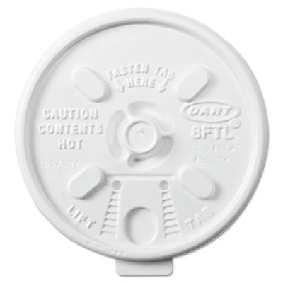 Dart Lift n' Lock Plastic Hot Cup Lids  6-10oz Cups  White  1000 Carton (DCC 8FTL)