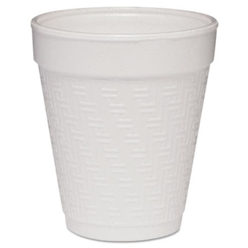 Dart Small Foam Drink Cup  8oz  Hot Cold  White w Greek Key Design  25 Bag  40Bg Ctn (DCC 8KY8)