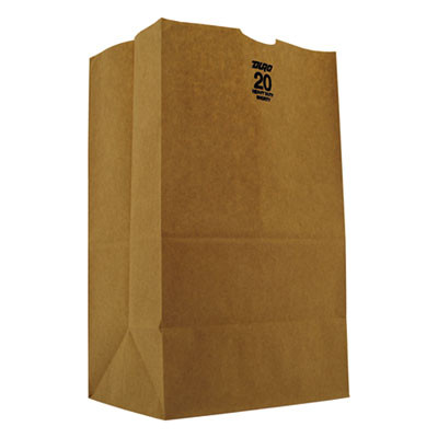 General Grocery Paper Bags  50 lbs Capacity   20 Squat  8 25 w x 5 94 d x 13 38 h  Kraft  500 Bags (BAG GH20S)