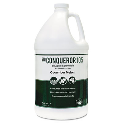 Fresh Products Bio Conqueror 105 Enzymatic Odor Counteractant Concentrate  Cucumber Melon  1 gal  4 Carton (FRS 1-BWB-CM-F)