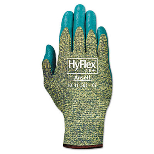 AnsellPro HyFlex 501 Medium-Duty Gloves  Size 8  Kevlar Nitrile  Blue Green  12 Pairs (ANS115018)